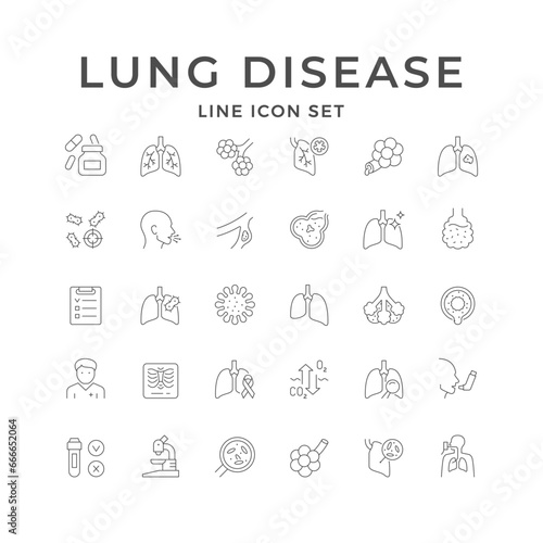 Lung disease line outline icon