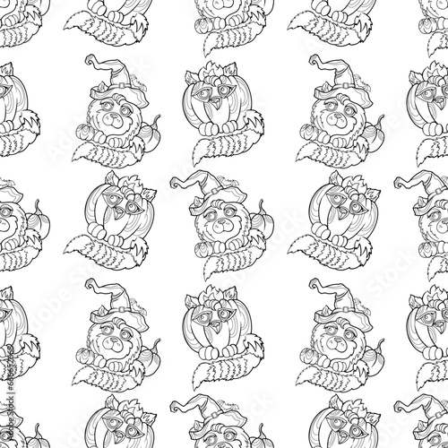 seamless pattern with orange cat for halloween  children pattern  pattern with cat