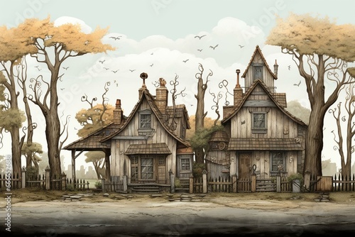 Fototapet Realistic background illustration of a lineage house