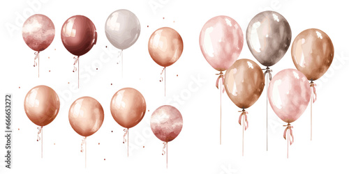 pink rose gold balloons on white background vectors