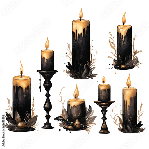black and gold candles vectors