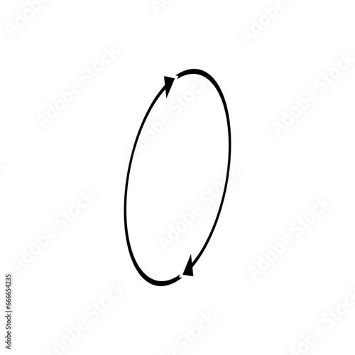 Two semi circular thin arrows together. Semicircular round arrows rotation in circle following each other.