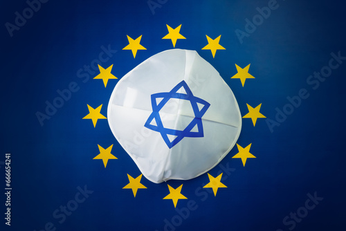 Canvas-taulu Israeli kippah on the European flag