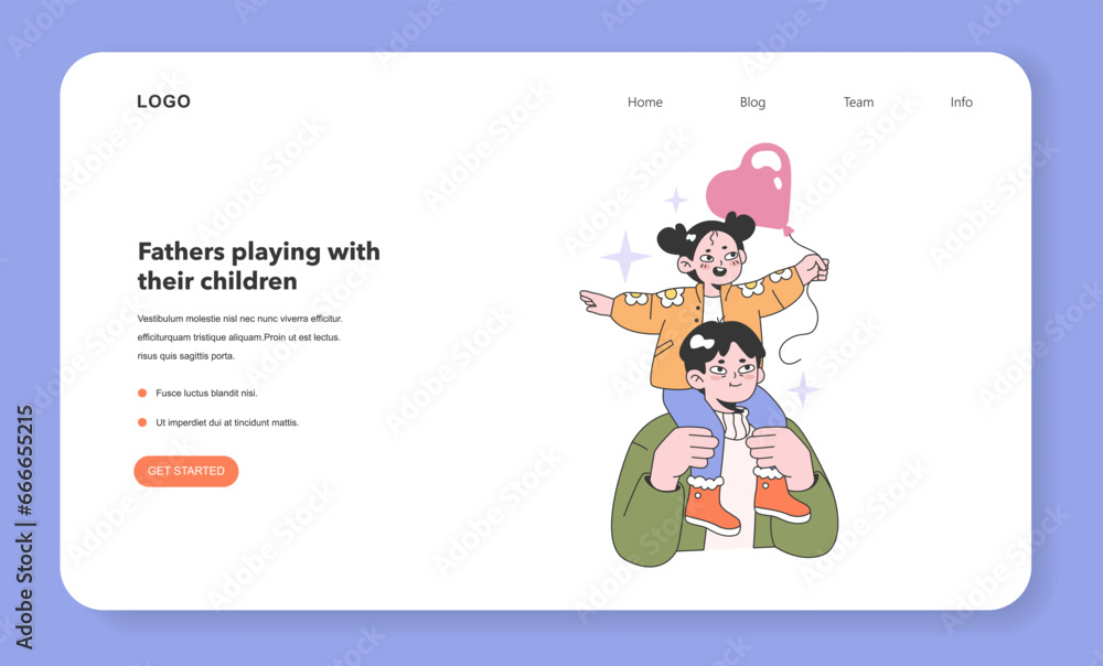 Fototapeta premium Father and daughter relationship web banner or landing page. Man holding