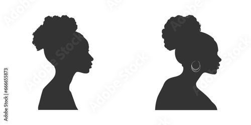 Silhouette of a black woman with a bouffant hairstyle. Vector illustration