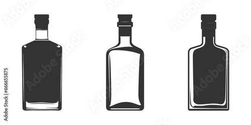 Bottle of whiskey silhouette. Vector illustration photo