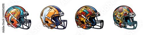 American football helmet set. Vector illustration