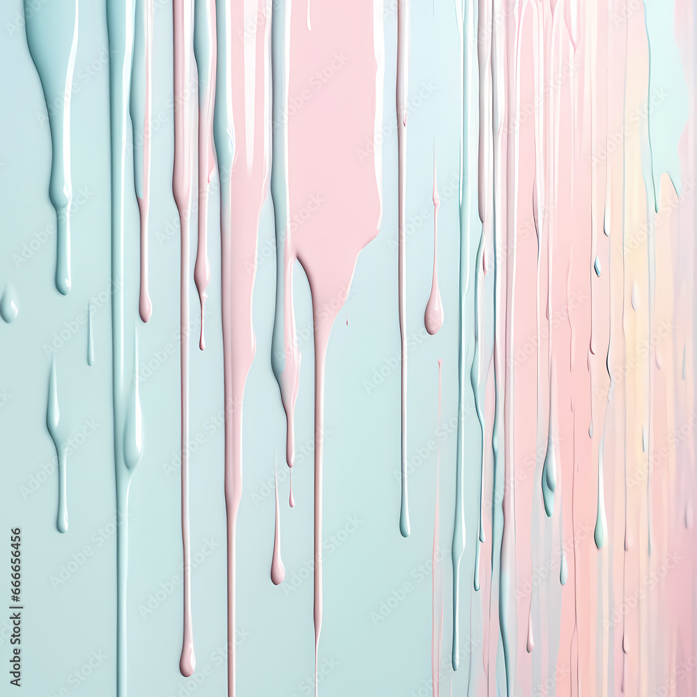 Dripping paint, pastel color, pastel image of paint slowly trickling down a surface. The colors are soft and muted, reminiscent of pastel shades.