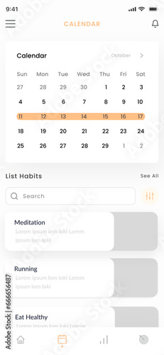 Habit and Health Tracker  Meditation  Exercise  and Running Track App UI Kit Template
