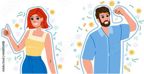 disease healthy immune system vector. strong food, nutrition fit, antioxidant detox disease healthy immune system character. people flat cartoon illustration