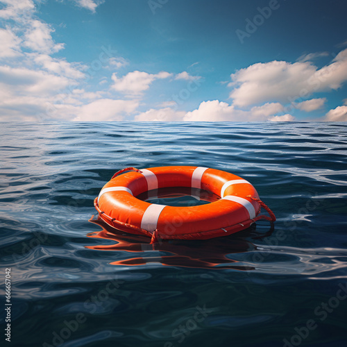 Life buoy in the sea.