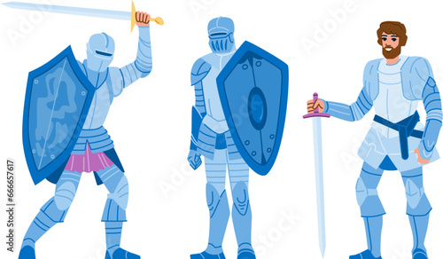 shield knight medieval vector. man ancient, vintage antique, army history shield knight medieval character. people flat cartoon illustration