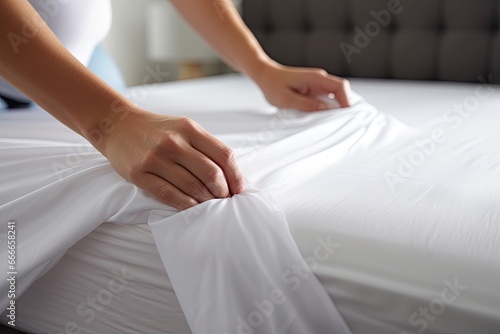 The hotel's maid provides clean and comfortable white linens, providing guests with a relaxing and luxurious stay.