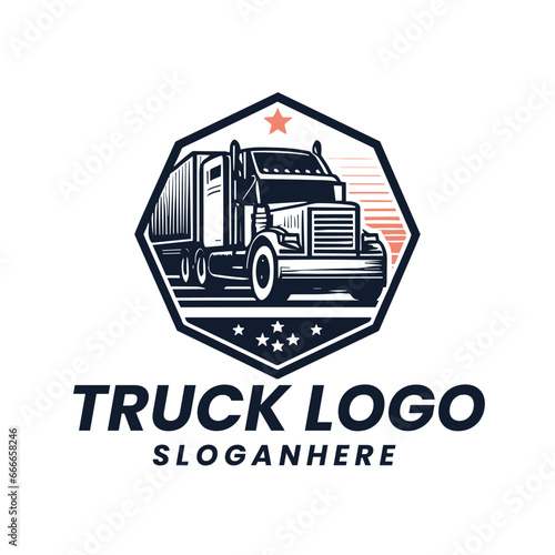 Vector freight truck delivery and cargo truck logo vector