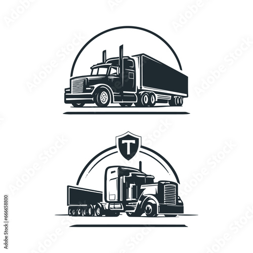 Vector Truck logo template. transportation, delivery service, logistic logo collection 