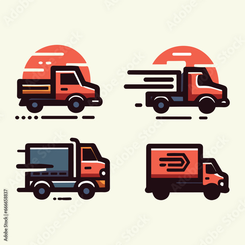 Vector Truck logo template. transportation, delivery service, logistic logo collection 