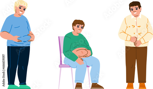 fat overweight man vector. weight portrait, obese body, problem young fat overweight man character. people flat cartoon illustration