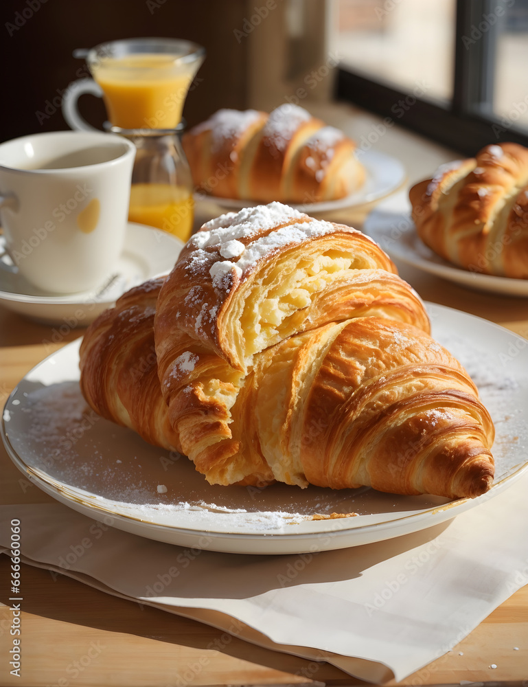 A breakfast from the best of traditional French croissant A breakfast from the best of traditional French croissant