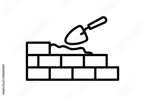 Brickwork Icon. Icon related to Construction. suitable for web site, app, user interfaces, printable etc. Line icon style. Simple vector design editable