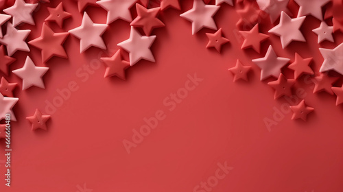 red christmas background with stars. copy space