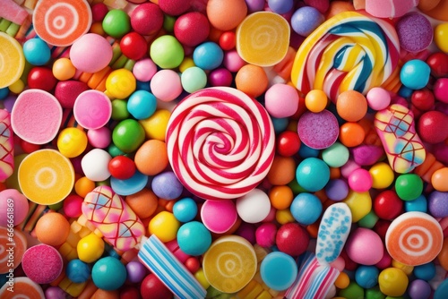 Multicolored Colorful candy background. Assorted snack. Generate Ai