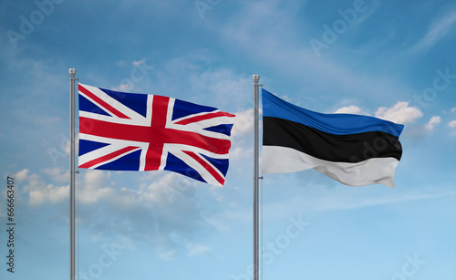 Estonia and United Kingdom flags, country relationship concept