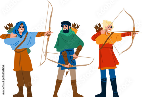 arrow archer medieval vector. y bow, traditional soldier, weapon ancient arrow archer medieval character. people flat cartoon illustration
