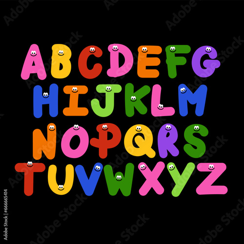 Cute A to Z alphabet designs for emoji  initial  Pride Month  branding  company and business logo  cartoon character  emotion set  font  typography  fabric print  cute patches  brooch  education book