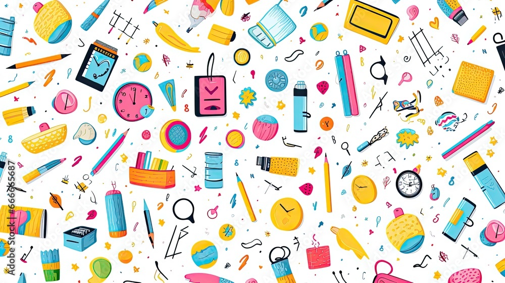 School supplies vector seamless pattern back to school School supplies vector seamless pattern back to school
