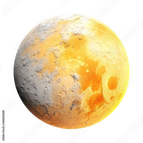 the full Moon in an isolated and transparent PNG in a Space-themed  photorealistic illustration. Generative ai