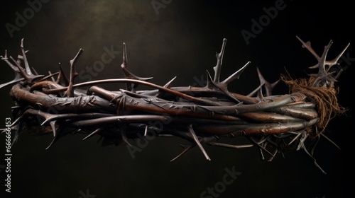 Illustration of a crown of thorns on black background