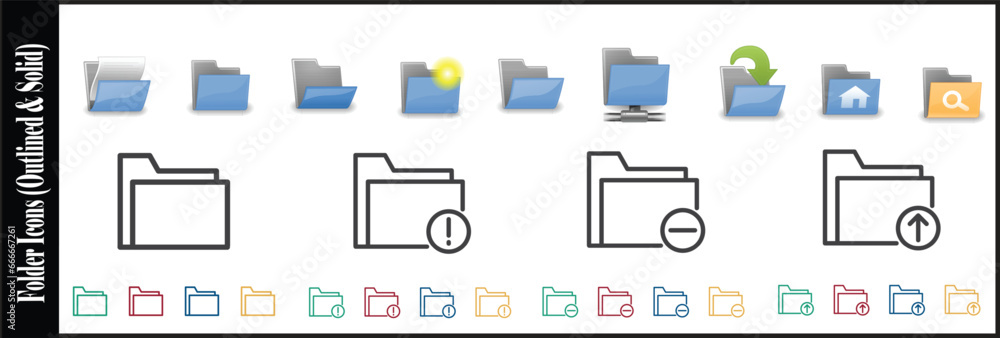 Folder icons set |Outlined folder icons vector | Solid Folder Icons Folder icons set |Outlined folder icons vector | Solid Folder Icons