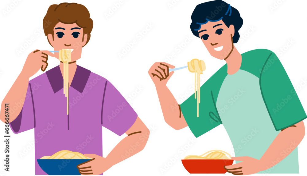 male eating noodles man vector. young bowl, meal eat, asian ramen male eating noodles man character. people flat cartoon illustration male eating noodles man vector. young bowl, meal eat, asian ramen male eating noodles man character. people flat cartoon illustration