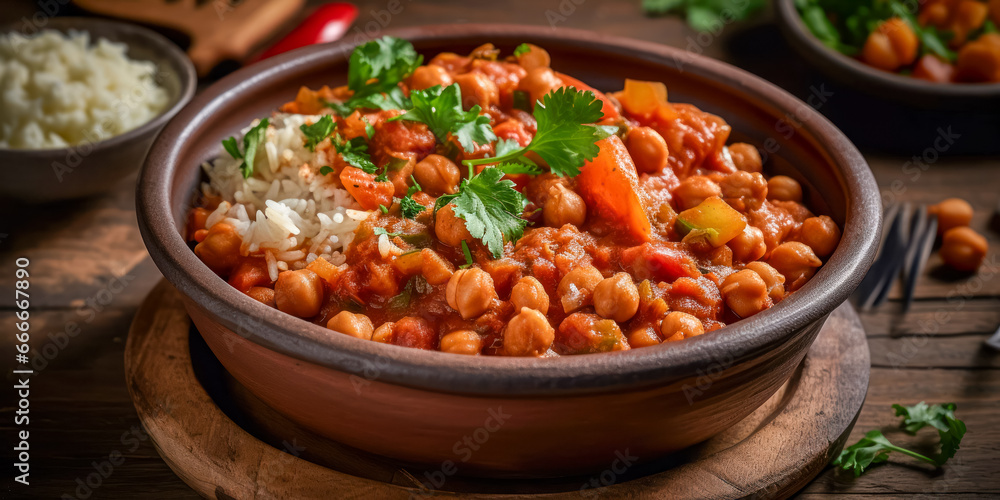 Traditional Spanish cuisine. Chickpea stew. Generative AI. Traditional Spanish cuisine. Chickpea stew. Generative AI.