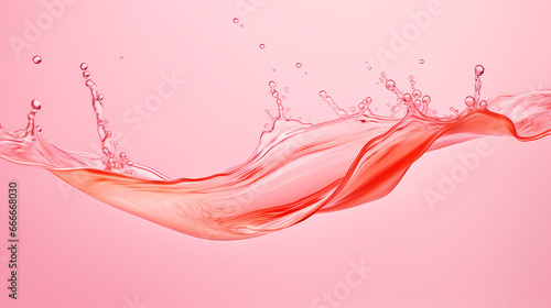 Realistic Liquid water splashes. pink pastel luxury background.