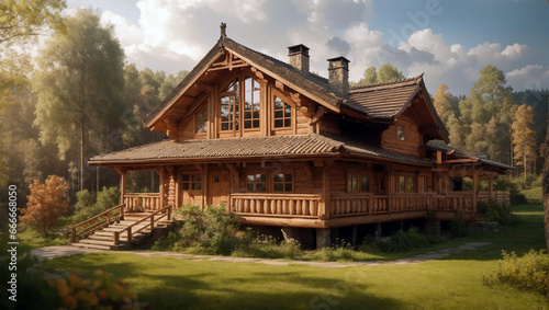 old wooden house in middle of forest