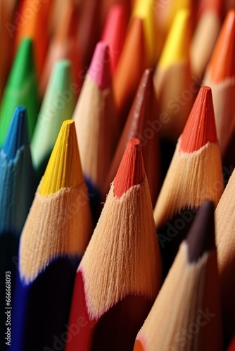 Coloring pens closeup macro shot. Generative Ai