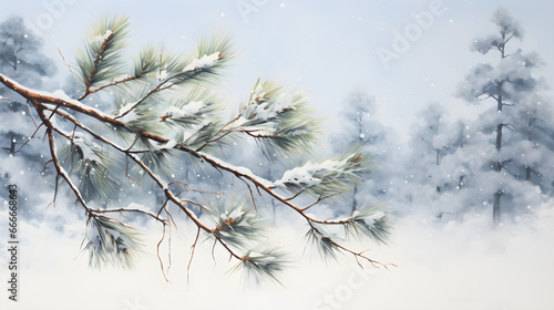 New Year s blue background with a Christmas tree and pine cones on the branches