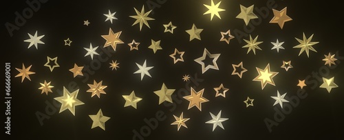 Fototapeta Naklejka Na Ścianę i Meble -  Stardust Christmas Shower: Mesmerizing 3D Illustration Depicting Descending Holiday Star Particles