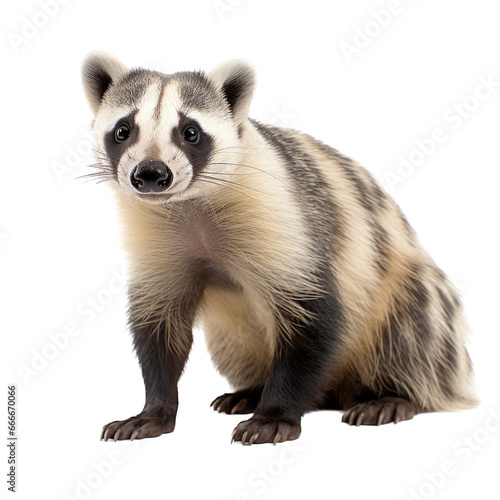 a Badger in motion, 3/4 view as an isolated and transparent PNG in a Nature-themed, photorealistic illustration. Generative ai  © Purple Penguin GFX