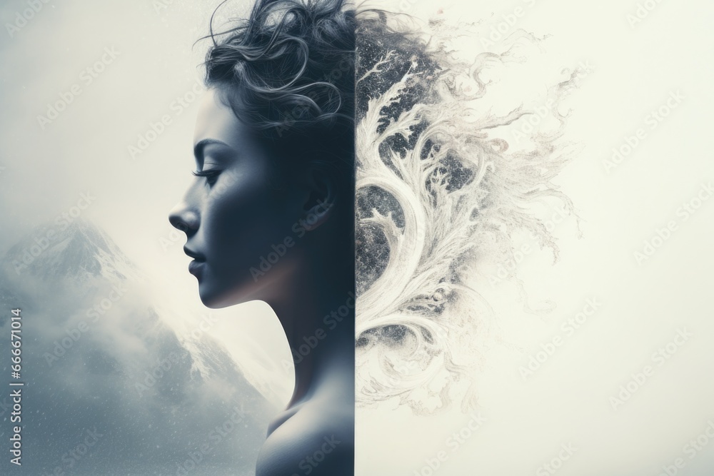 An image of struggling with your inner world. Yin and Yang. Black and white, good and evil An image of struggling with your inner world. Yin and Yang. Black and white, good and evil