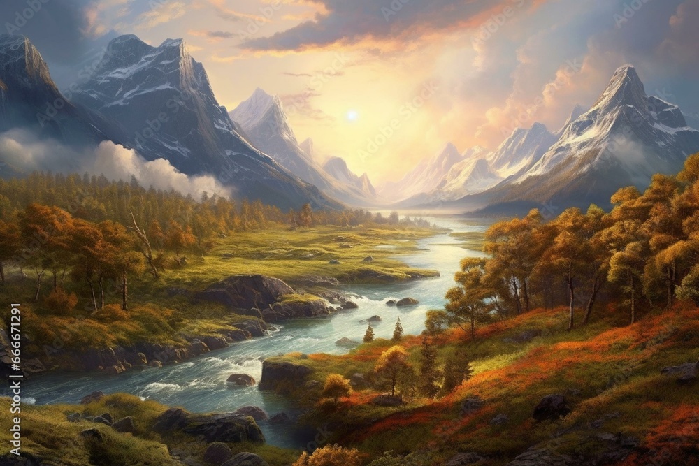 Realistic, highly detailed depiction of a beautiful foreign landscape. Generative AI