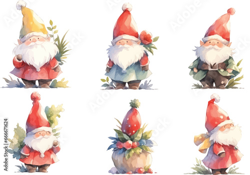 set of Christmas gnome  in the garden