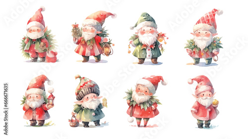 Set of cute Christmas gnome celebrate 