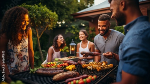 A Gathering of Friends Enjoying an Outdoor BBQ