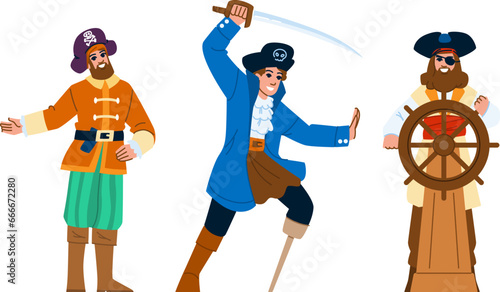 sea pirate captain vector. ship hat, man character, nautical caribbean sea pirate captain character. people flat cartoon illustration