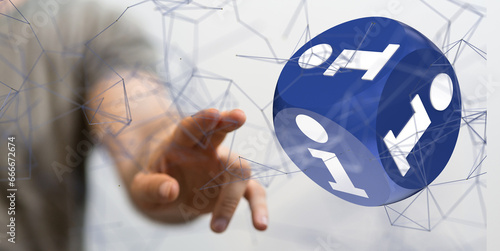 abstract lines with dots ov...