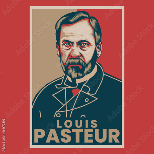 Louis Pasteur Retro Poster Vector Illustration