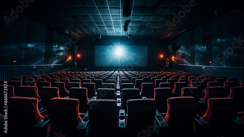 Empty cinema with projection on