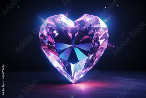 Mesmerizing Diamond heart gem background. Stone jewelry. Generate Ai © juliars